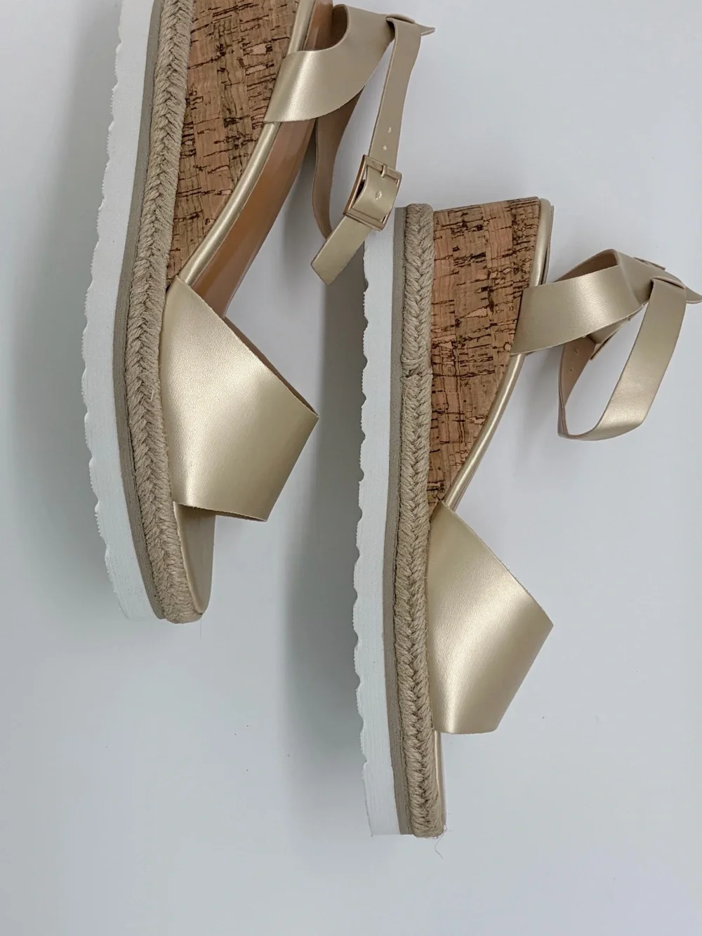 Womens Metallic Gold Platform Espadrille Sandals